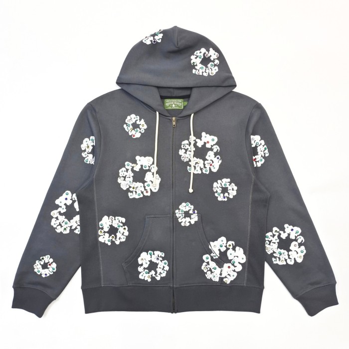 1:1 quality version DT Colorful Diamonds Zipper Hoodie with Hooded Rope