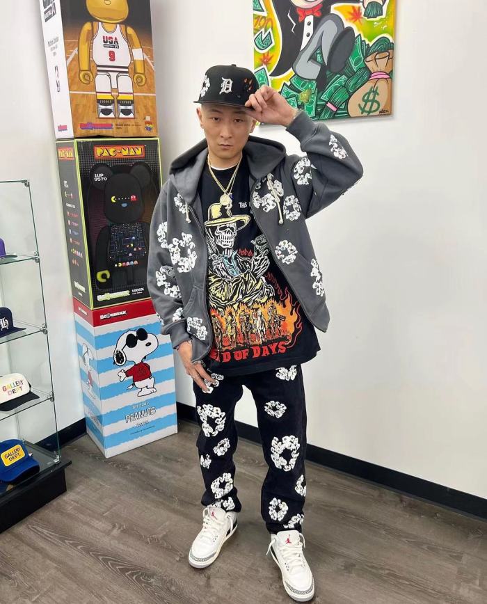 1:1 quality version DT Colorful Diamonds Zipper Hoodie with Hooded Rope