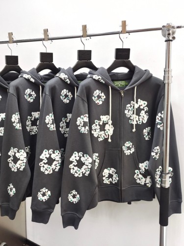 1:1 quality version DT Colorful Diamonds Zipper Hoodie with Hooded Rope