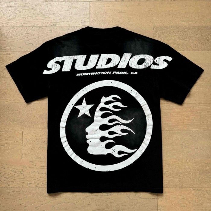 Mottled Letter Side Face Goddess Logo Printed Washed Version Tee 4 colors