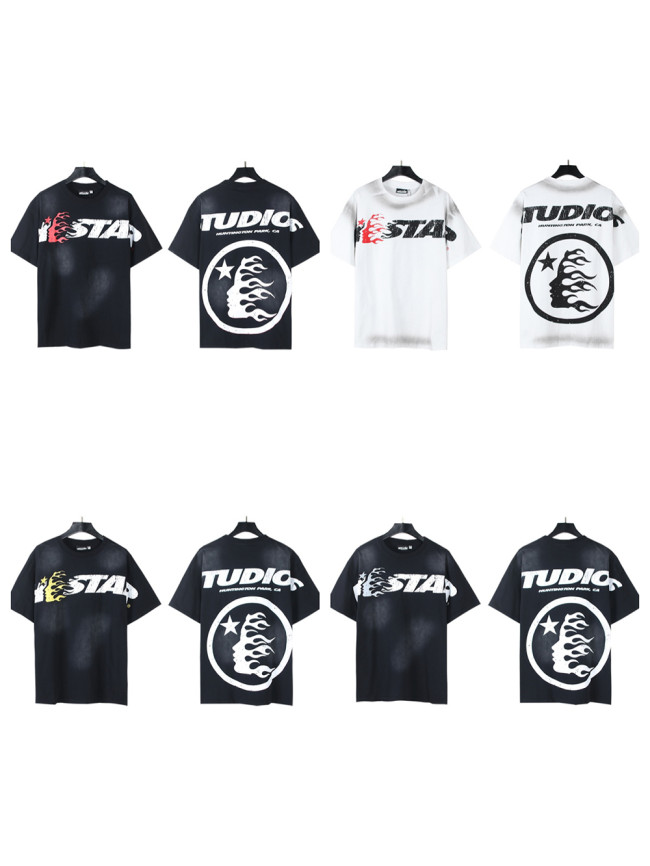 Mottled Letter Side Face Goddess Logo Printed Washed Version Tee 4 colors