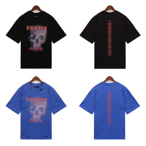 Large Skull Letter Print Torn tee 2 colors