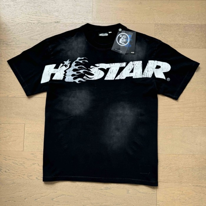 Mottled Letter Side Face Goddess Logo Printed Washed Version Tee 4 colors