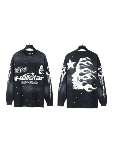 Vintage Aged Logo Print Washed Version Long Sleeve T-Shirt