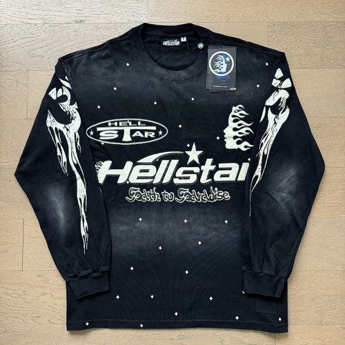 Vintage Aged Logo Print Washed Version Long Sleeve T-Shirt