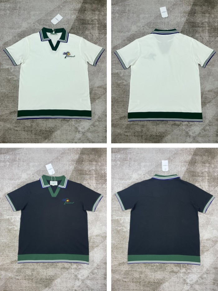 1:1 quality version Tennis Racket Letter Embroidery Colorblock Polo Shirt 2 colors