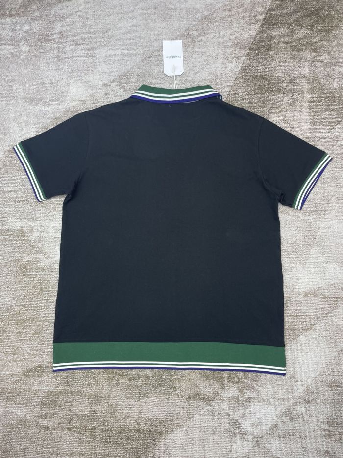 1:1 quality version Tennis Racket Letter Embroidery Colorblock Polo Shirt 2 colors