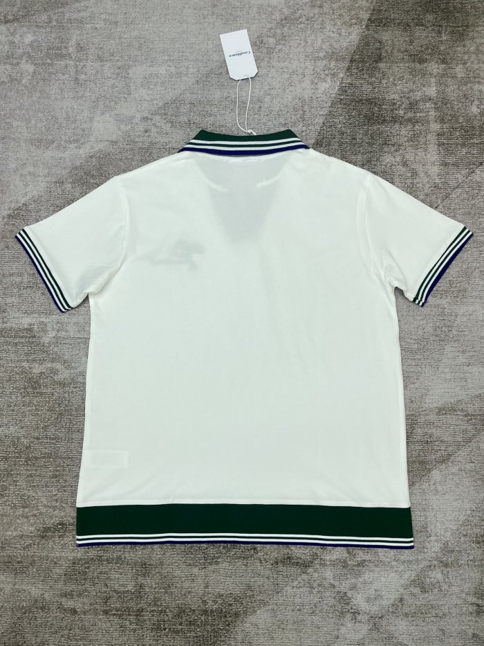 1:1 quality version Tennis Racket Letter Embroidery Colorblock Polo Shirt 2 colors