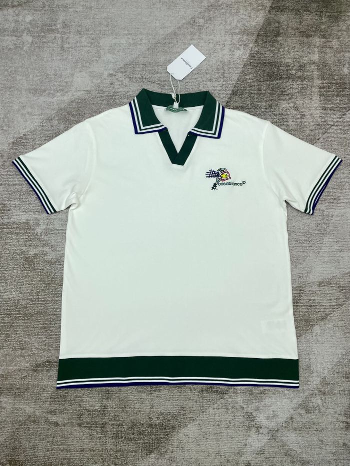 1:1 quality version Tennis Racket Letter Embroidery Colorblock Polo Shirt 2 colors