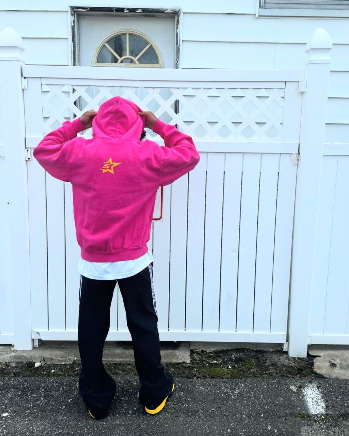1:1 quality version Rose Spider Web White Dot Black Letter Print Hoodie