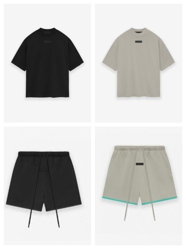 1:1 quality version Three-dimensional rubber label letter logo tee&shorts set 2 colors