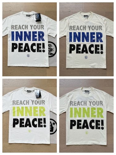 Three rows of mottled large monogrammed slogans printed tee 4 colors