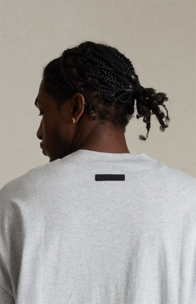 [Big & Tall for weights up to 220 lbs]1:1 quality version Three-dimensional rubber label letter LOGO Light Heather Grey Tee & Shorts Set