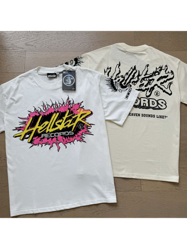 Pink Flame Yellow Letter Print Tee 2 colors