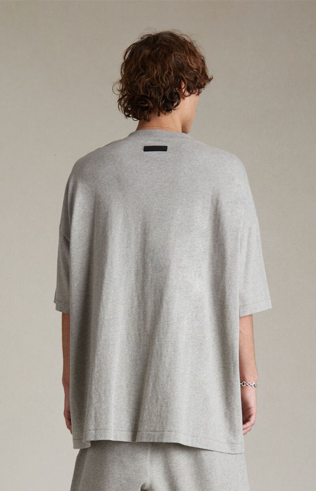 1:1 quality version Three-dimensional rubber label letter LOGO Dark Heather Oatmeal Tee &  Shorts Set