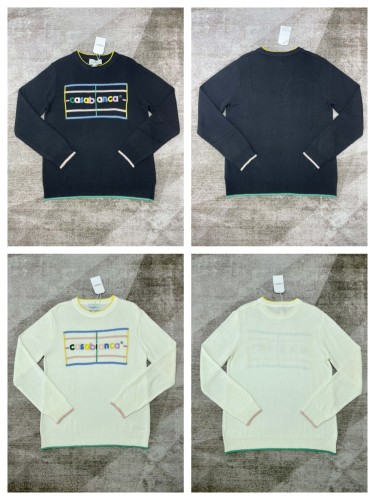 1:1 quality version Chest Colored letter-striped crew-neck sweater 2 colors