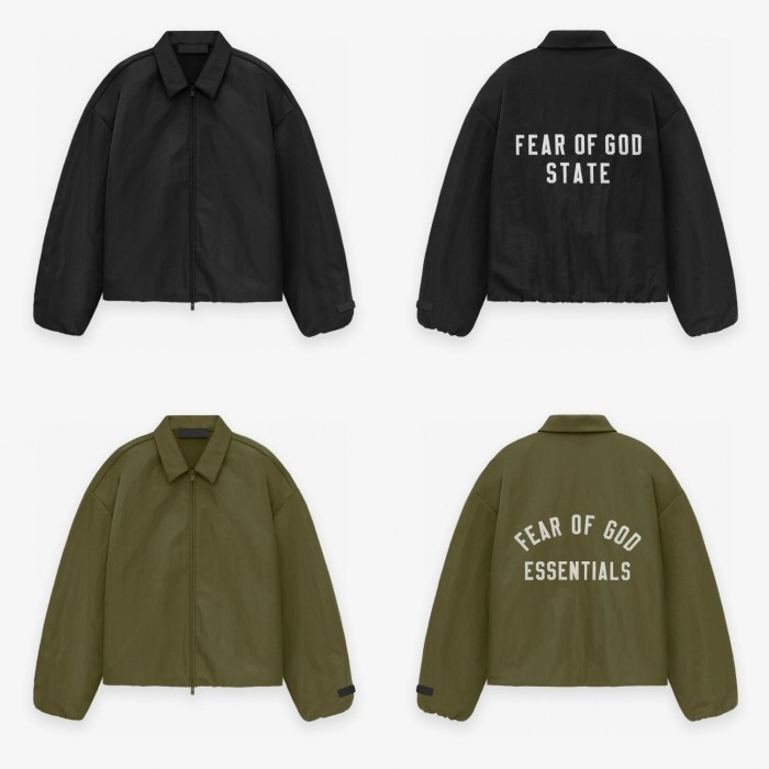 1:1 quality version Back patch embroidered monogrammed logo lapel zipper jacket 2 colors