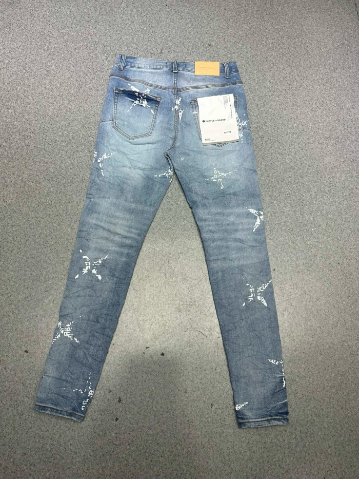 1:1 quality version Cross Print Frayed Jeans