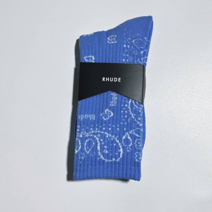 1:1 quality version Classic Cigarette Case Logo Cashew Flower Embroidered Mid Calf Socks 7 colors