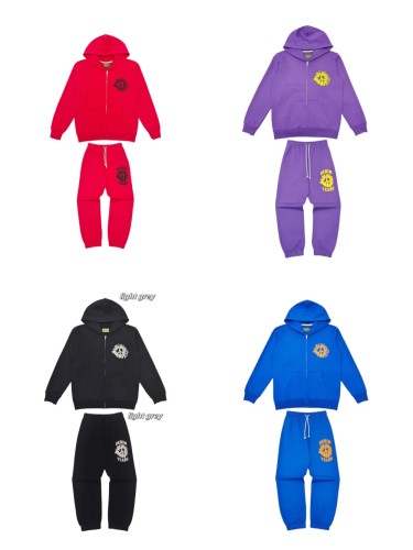1:1 quality version Colorblocked Foam Kapok Monogrammed Hoodie & Sweatpants Set 4 colors