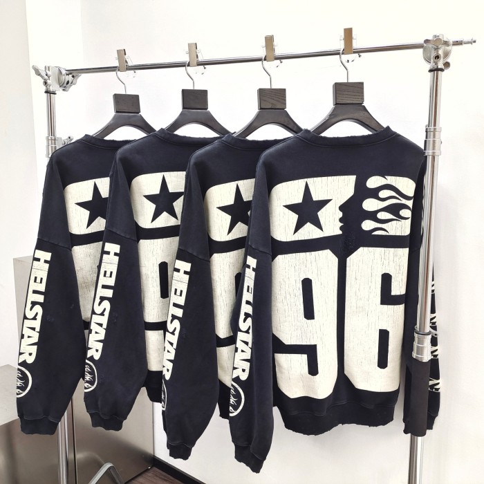 [Big & Tall for weights up to 260 lbs]1:1 quality version Half face frayed crew neck Sweatshirt & Pants Set with NFC tag