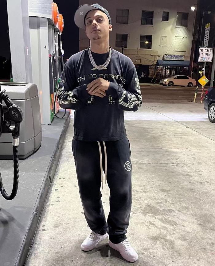 [Big & Tall for weights up to 260 lbs]1:1 quality version Half face frayed crew neck Sweatshirt & Pants Set with NFC tag