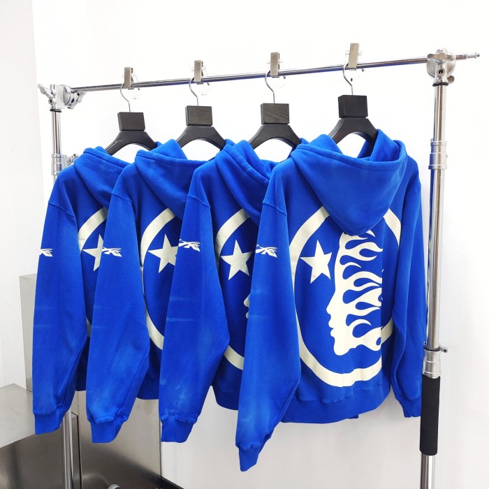 [Big & Tall for weights up to 260 lbs]1:1 quality version White NG Printed Blue Hoodie & Pants Set with NFC tag