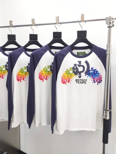 1:1 quality version Colorful Flower Printed Patchwork Long Sleeve tee