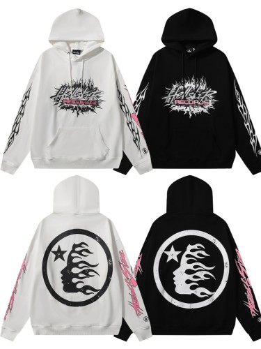 Sleeve Arm Pink Letter Flame Print hoodie 2 colors