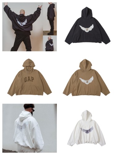 Tripartite Co-Branded Back Peace Dove Printed Hoodie 3 colors
