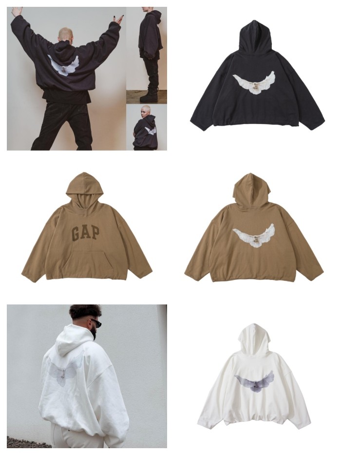 Tripartite Co-Branded Back Peace Dove Printed Hoodie 3 colors