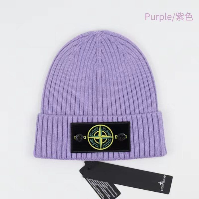White/Green Compass Badge Embroidered Labeled Cold Beanie 20 colors