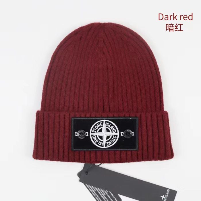 White/Green Compass Badge Embroidered Labeled Cold Beanie 20 colors