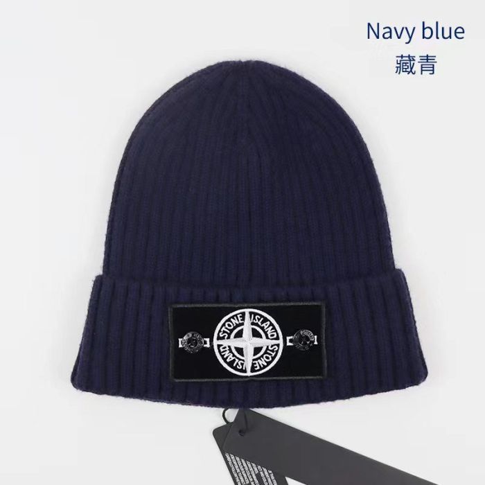 White/Green Compass Badge Embroidered Labeled Cold Beanie 20 colors