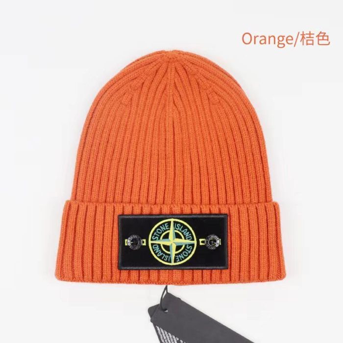 White/Green Compass Badge Embroidered Labeled Cold Beanie 20 colors