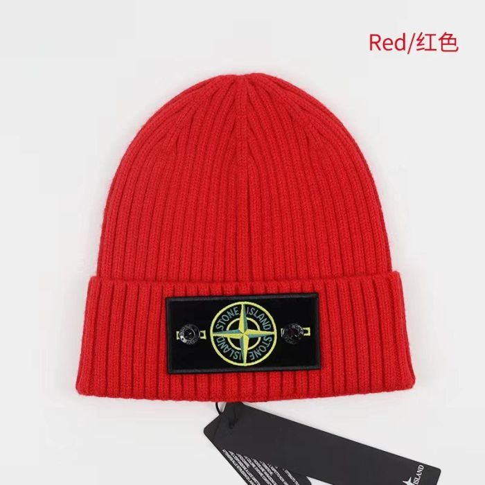 White/Green Compass Badge Embroidered Labeled Cold Beanie 20 colors