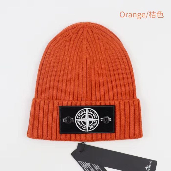 White/Green Compass Badge Embroidered Labeled Cold Beanie 20 colors