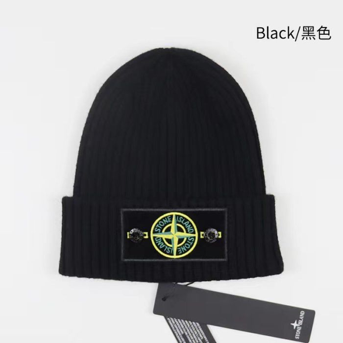 White/Green Compass Badge Embroidered Labeled Cold Beanie 20 colors
