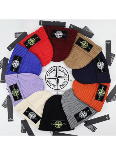 White/Green Compass Badge Embroidered Labeled Cold Beanie 20 colors