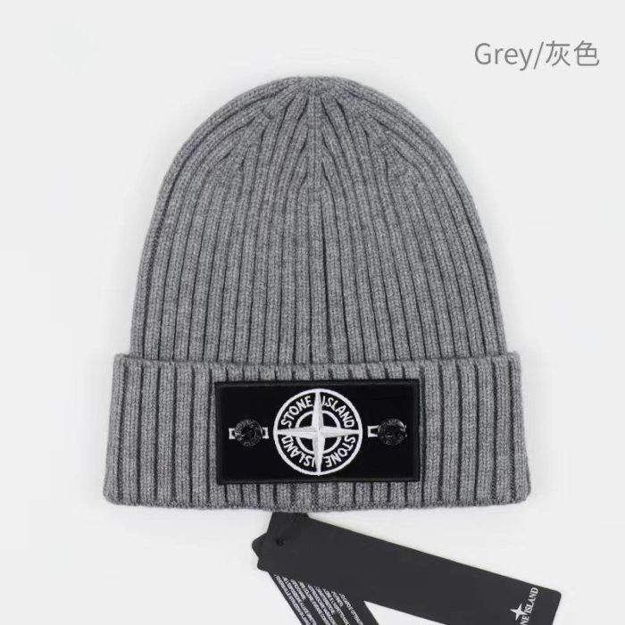 White/Green Compass Badge Embroidered Labeled Cold Beanie 20 colors