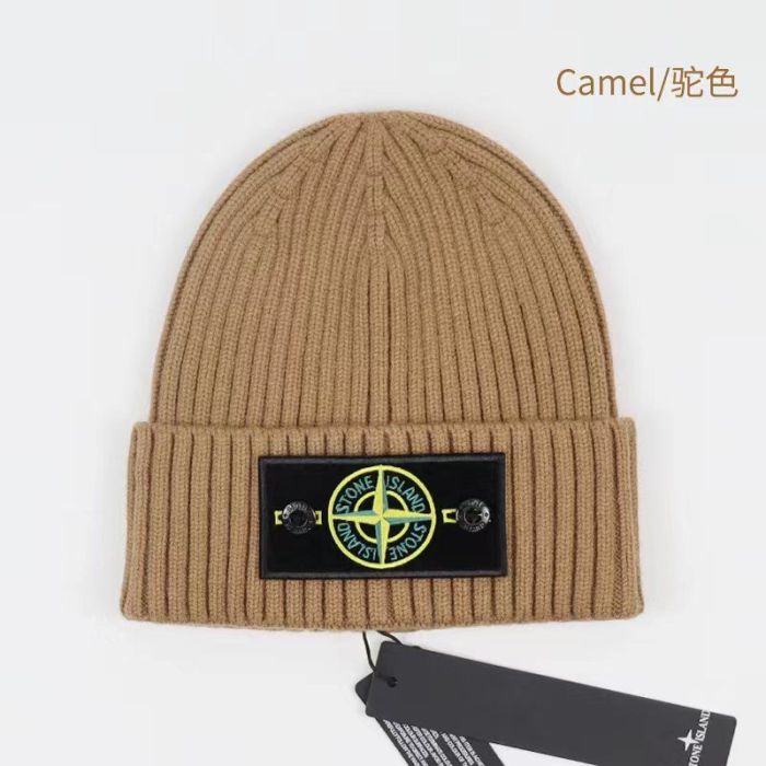 White/Green Compass Badge Embroidered Labeled Cold Beanie 20 colors