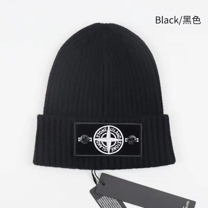 White/Green Compass Badge Embroidered Labeled Cold Beanie 20 colors