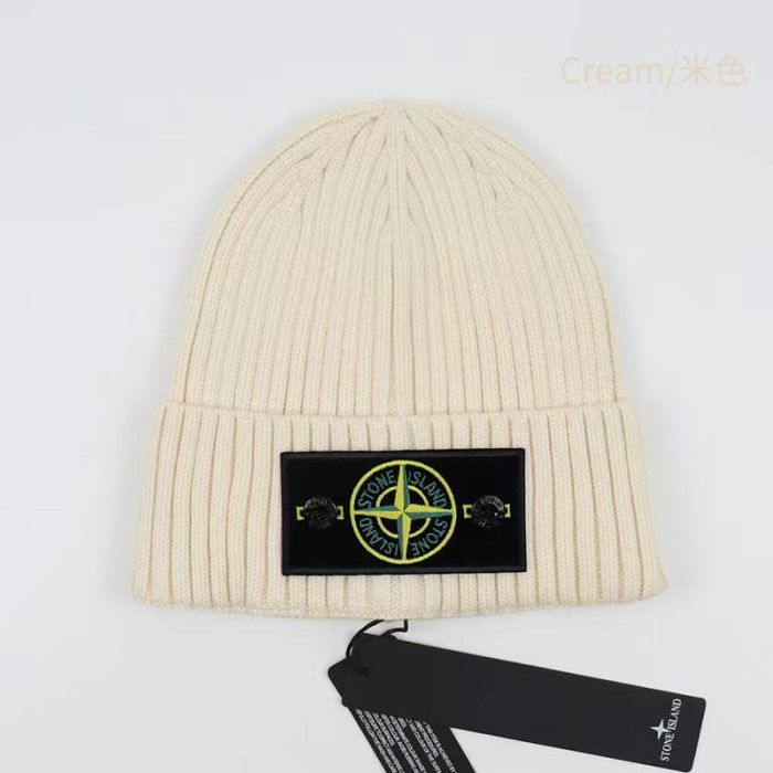 White/Green Compass Badge Embroidered Labeled Cold Beanie 20 colors