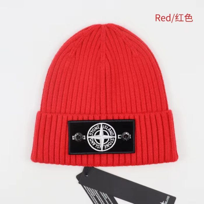 White/Green Compass Badge Embroidered Labeled Cold Beanie 20 colors