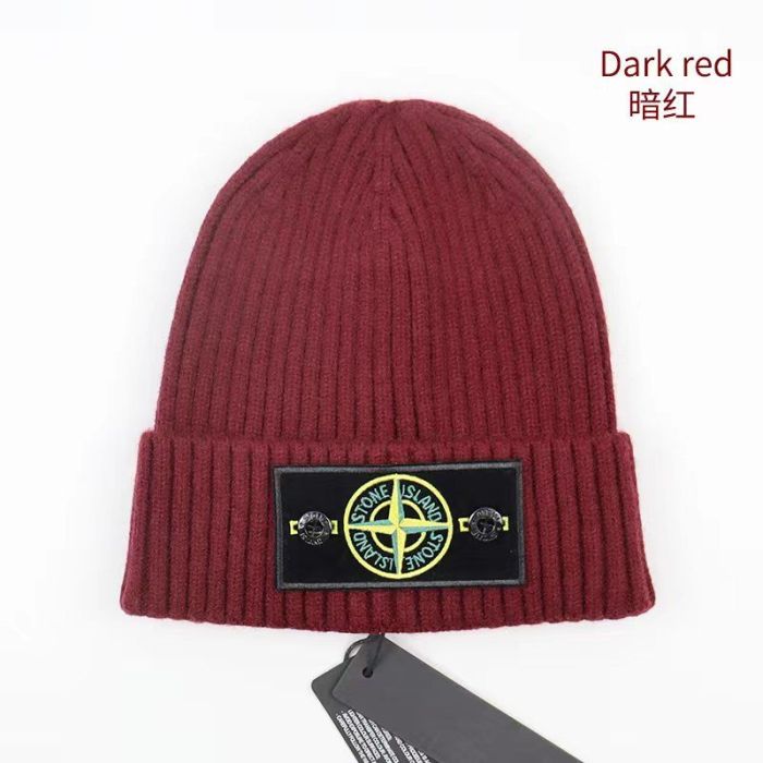 White/Green Compass Badge Embroidered Labeled Cold Beanie 20 colors