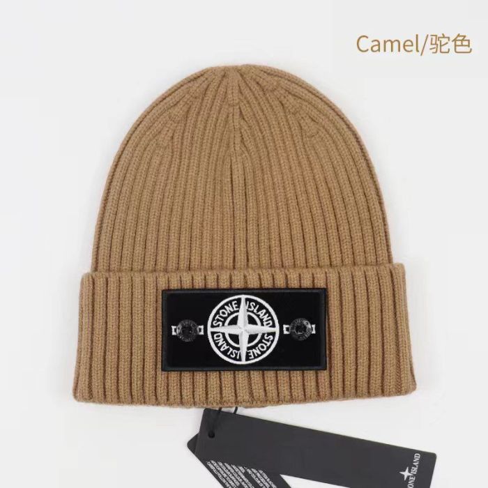 White/Green Compass Badge Embroidered Labeled Cold Beanie 20 colors