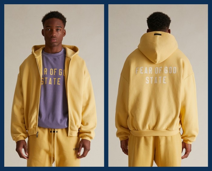 1:1 quality version STATE Embroidered Letter Zipper Hoodie 4 colors