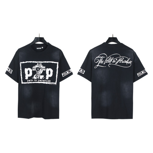 P2P Back Floral Letter Washed Aged Tee