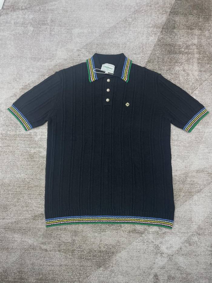 1:1 quality version Chest metal logo color match color knitted POLO shirt 2 colors
