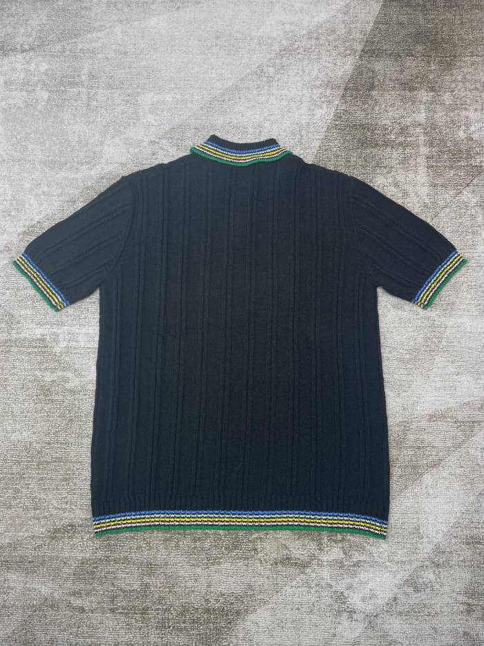 1:1 quality version Chest metal logo color match color knitted POLO shirt 2 colors